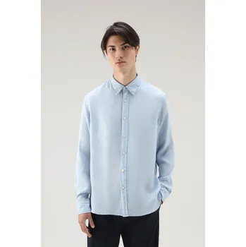 Pánská košile KOŠILE WOOLRICH LINEN SHIRT GD PALE INDIGO
