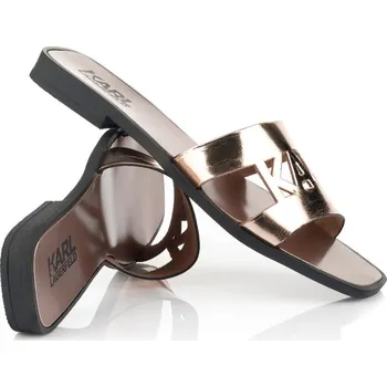 Dámské sandále PANTOFLE KARL LAGERFELD SKOOT II KARL CUT-OUT METALIK ROSE GOLD TEXTURED LTHR