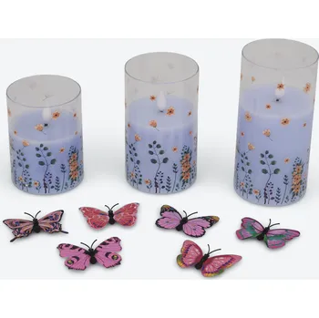 Svíčka Flambiance sada 3 LED skleněných svíček "Jaro"