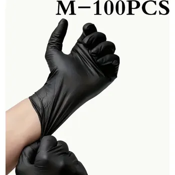 Pracovní rukavice Jednorázové černé nitrilové rukavice, 100 kusů, velikost M