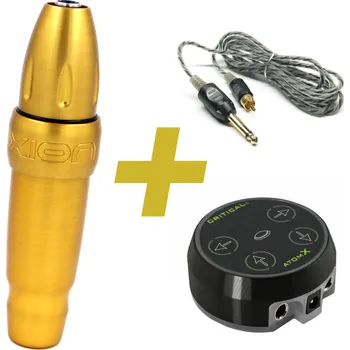 Tetovací strojek FK IRONS Set pro PMU Xion S Golden + Atom X Black + RCA kabel Bishop