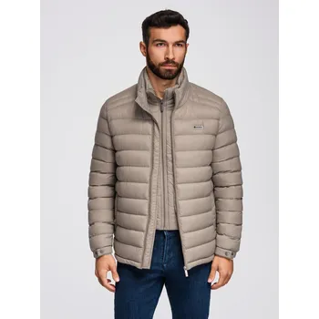 Ombre Men's quilted jacket with two fasteners - dark beige Ombre modrá | kaki 3405206