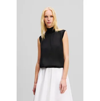 Dámské oblečení TOP KARL LAGERFELD SATIN TANK TOP BLACK