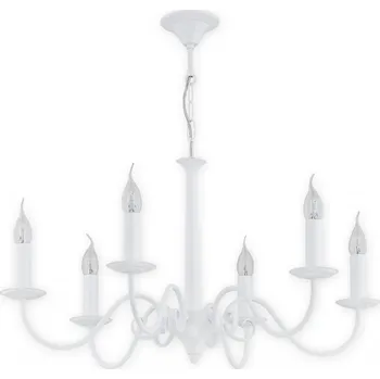 Lemir Závěsné svítidlo na řetězu O2896 W6 BIA Asti lustr 6 ramenný, bílá mat