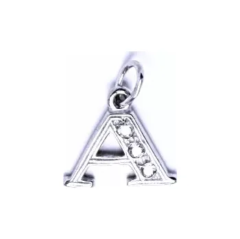 Přívěsek Zlatý přívěsek, bílé zlato, čiré zirkony, písmenko A, P 1106 (Zlaté písmeno)