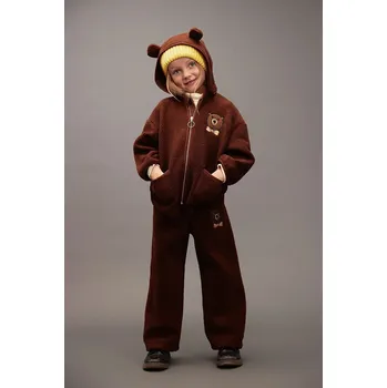Chlapecké oblečení Dětské tepláky Mini Rodini Bear hnědá barva, s aplikací, 25710125 88X, vel. 104-110