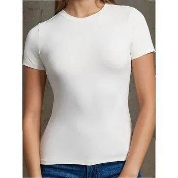 Dámské tričko Sinsay - Tričko basic - krémová - 493FG-01X - 493FG-01X-XL