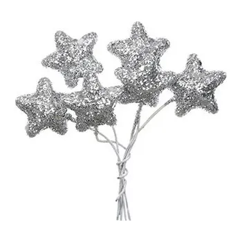 umělá květina Hvězdička polystyrenová na drátku, stříbrná. Cena za 1sáček(72ks).