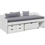 Postel s úložným prostorem, bílá, masiv, 90x200, MAXI NEW