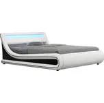 Manželská postel s RGB LED osvětlením, bílá / černá, 180x200, MANILA NEW