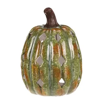 Svícen Dýně s otvory - keramika, na čaj. svíčku, zelená