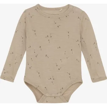 Dětské body z merino vlny a hedvábí s dlouhým rukávem Fixoni - hnědé Light Taupe Velikost: 98