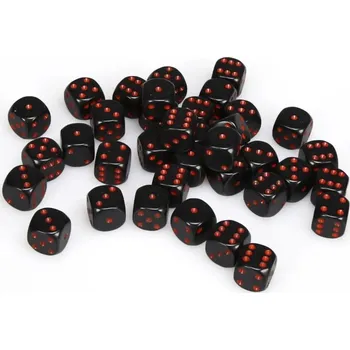 Příslušenství k deskovým hrám Sada 36 kostek 12mm D6 - Black / Red Chessex Opaque