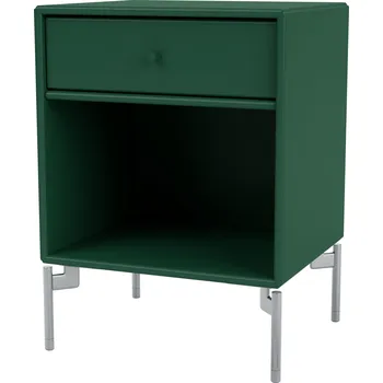 Noční stolek Montana, Noční stolek Dream na chromových nožkách tmavě zelený - Formadore