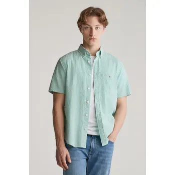 Pánská košile KOŠILE GANT REG SEERSUCKER STRIPE SS SHIRT DEEP GREEN