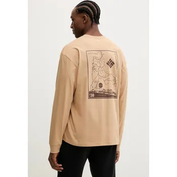 Pánské tričko Bavlněné tričko s dlouhým rukávem Columbia 2137071 béžová 08X, vel. S