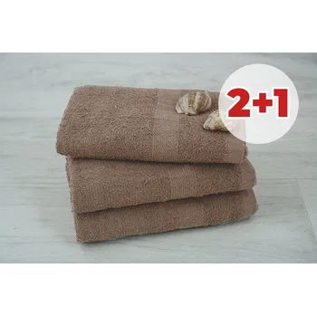 Ručník Set 2 ručníků EKONOM hnědý + ručník ZDARMA