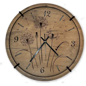 Obraz Li-Go "Pampeliška" Dřevěné hodiny 32/50 cm Provedení rámu, povrchu: dub světlý, rozměr obrazu: 50 cm