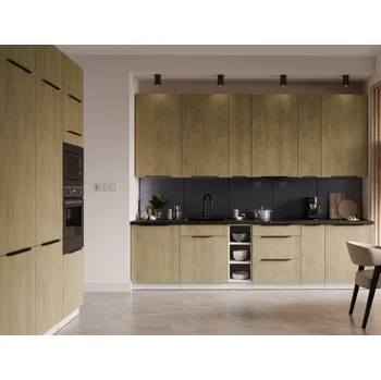 Kuchyňská linka Kuchyňska linka CREMONA, sestava D, 300x180 cm, v provedení dub Cremona/bílá