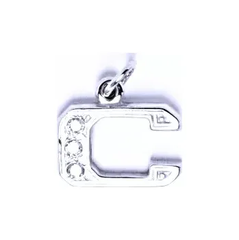 Přívěsek Zlatý přívěsek, bílé zlato, čiré zirkony, písmenko C , P 1106 (Zlaté písmeno)