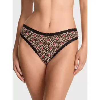 Kalhotky Victoria's Secret dámské kalhotky Bikini s krajkou leopardí L