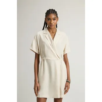 Dámské šaty ŠATY WOOLRICH FLUID TENCEL DRESS LIGHT OAK