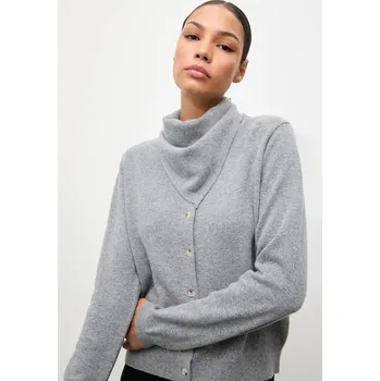 Dámský svetr Kardigan z merino vlny se šátkem Answear.LAB dámský, šedá barva WA25-SWD026 90X, vel. XL