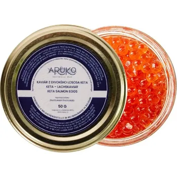 konzervovaná ryba Aruko Kaviár ze divokého lososa Keta Aruko. Váha 50 g. USA