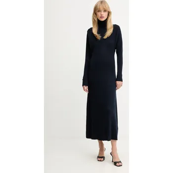 Dámské šaty Vlněné šaty BOSS Forbini tmavomodrá barva, maxi, 50548520 59X, vel. L