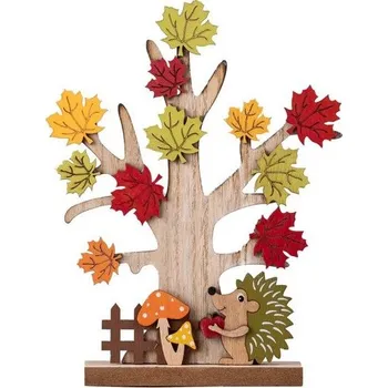 Dekorace dřevo 190x245mm strom, přírodní+barevná