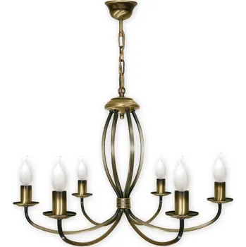 Lemir Závěsné svítidlo na řetězu 396/W6 Korona lustr 6 ramenný, patina