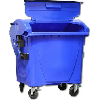 Odpadkový koš HTI Plastový kontejner 1100 l víko ve víku, modrý
