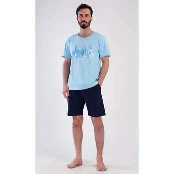 Pánské pyžamo Pánské pyžamo šortky Bruno - světle modrá - XXL