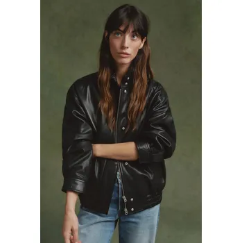 Dámská casual bunda BUNDA GANT LEATHER HARRINGTON BLACK