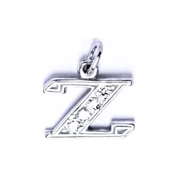 Přívěsek Zlatý přívěsek, bílé zlato, čiré zirkony, písmenko Z, P 1106 (Zlaté písmeno)