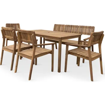 Zahradní sestava Nábytek Texim Zahradní dřevěný set - stůl LUCY + 4x křeslo + 1x lavice 3-místná