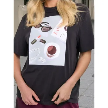 Dámské oblečení Sinsay - Tričko s krátkými rukávy a potiskem - fialová - 524FG-94X - 524FG-94X-L