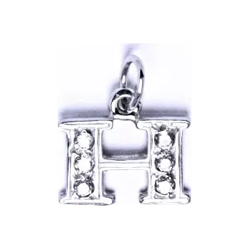 Přívěsek Zlatý přívěsek, bílé zlato, čiré zirkony, písmenko H , P 1106 (Zlaté písmeno)