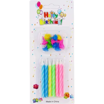 Dortová svíčka Pro Háčkování Svíčky s držákem 12 ks, mix barev