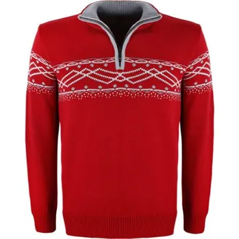Pánský svetr Kama pánský pletený Merino svetr 4060 104 - červená M
