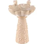 Pítko pro ptáčky - tvar květ, stojaté, keramika, krémová