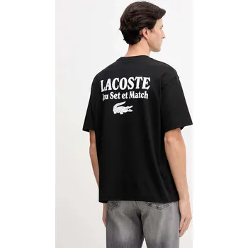 Bavlněné tričko Lacoste pánské, černá barva, s potiskem, TH5950 99X, vel. L