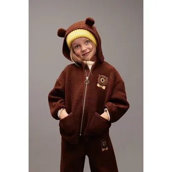 Chlapecká bunda Dětská bunda Mini Rodini Bear hnědá barva, 25710122 88X, vel. 140-146