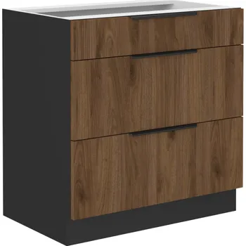 Kuchyňská linka Spodní skříňka, ořech okapi/černá, MENZO 80 D 3S BB
