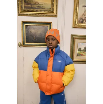 Chlapecké oblečení Dětská bunda Tinycottons COLOR BLOCK SHORT PADDED JACKET AW25.142 oranžová 22X, vel. 116