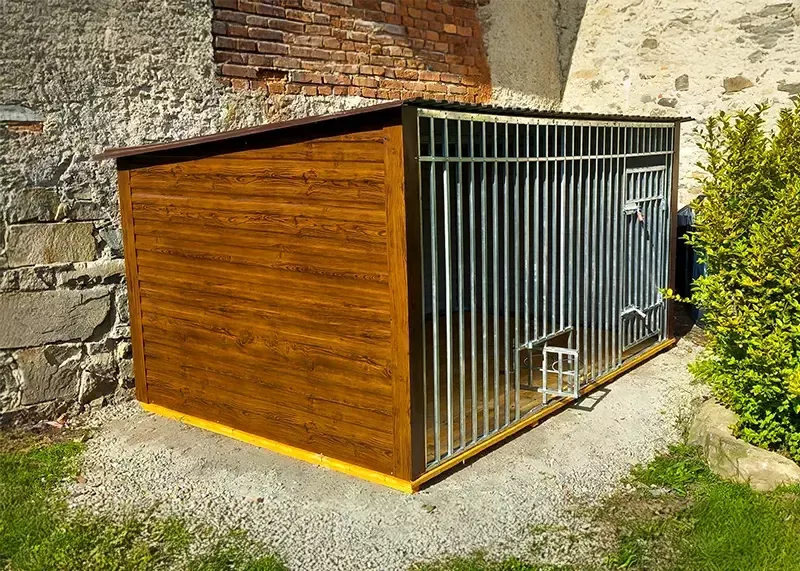 Kotec pro psa 3x2m - barva tmavý ořech - oplechování rohů