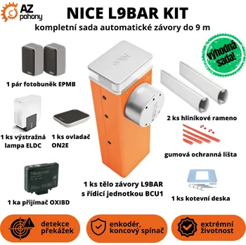 Pohon brány NICE LBAR9 KIT – kompletní kit automatické závory a doplňků do 9 m