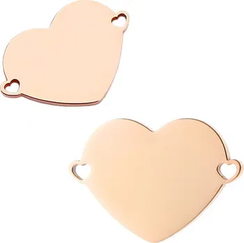 Materiál na výrobu šperku Konektor srdce 25x17mm Růžovo Zlaté - 1ks - 1Ks