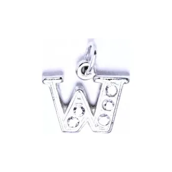 Přívěsek Zlatý přívěsek, bílé zlato, čiré zirkony, písmenko W, P 1106 (Zlaté písmeno)