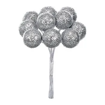 umělá květina Koule polystyrenová na drátku. Cena za 1sáček/100ks koulí. Barva stříbrná.